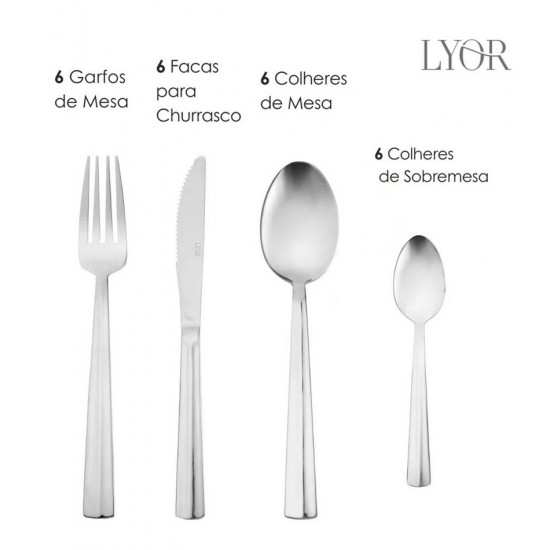 Faqueiro 24 Peças Montenegro Aço Inox Lyor